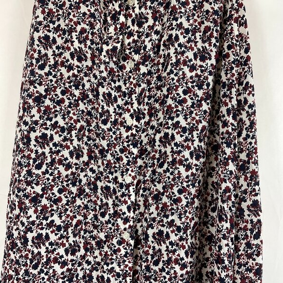 Comptoir Des Cotonniers Skirt XS White Red Blue Floral Button Front Midi - Picture 3 of 11
